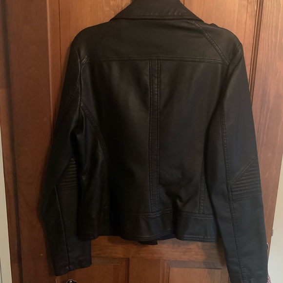 GUESS biker jacket, size large, never worn, silver hardware, very soft material, - Picture 2 of 10